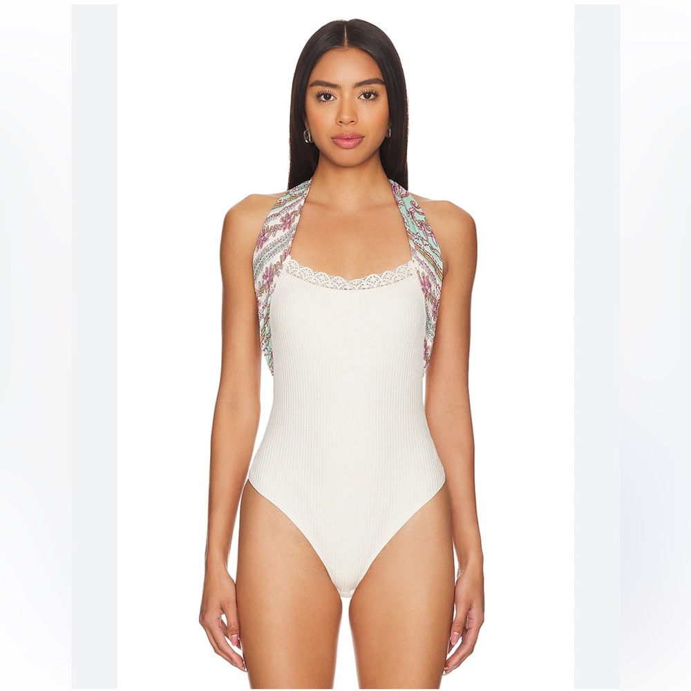 Free People Intimately Eyes for U Halter Bodysuit Ivory L